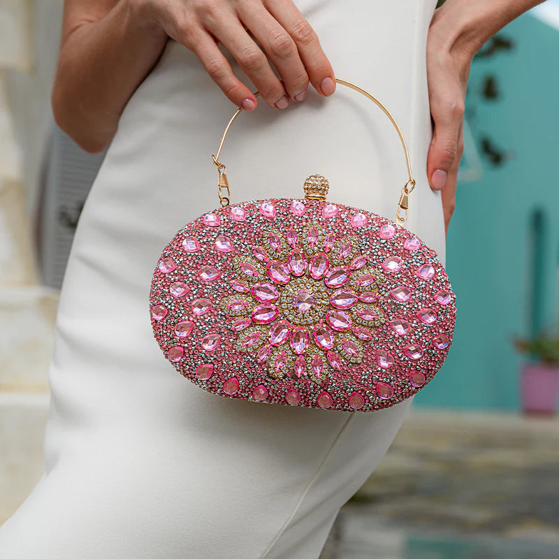 Colette Diamond Encrusted Clutch Bag  - Pink