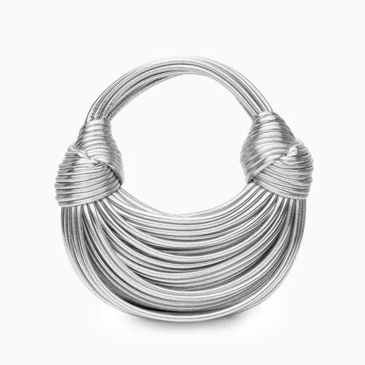 Ferrara Handbag in Pure Leather in Silver