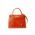 Katherine Orange in Crocodile Leather (22cm)