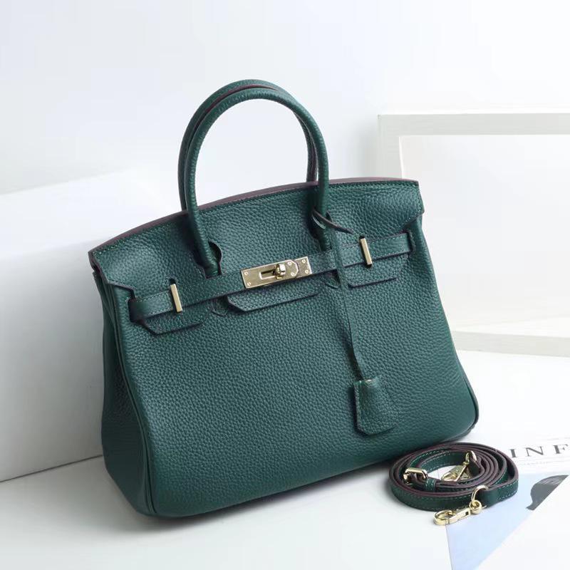 Mia Handbag 35 cm in Pure Togo Leather with Gold Hardware