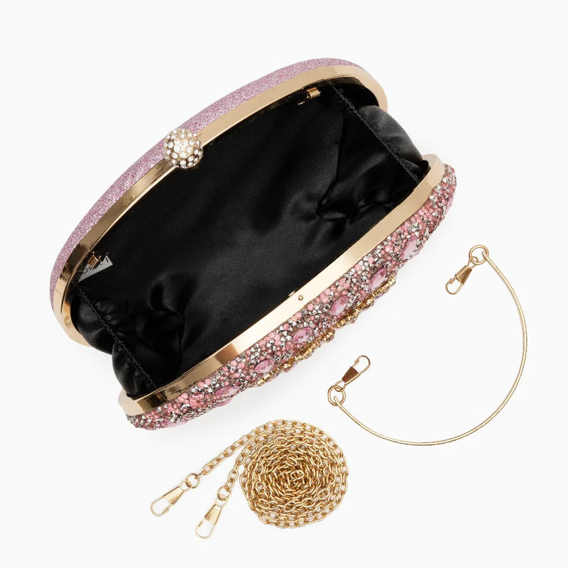 Colette Diamond Encrusted Clutch Bag  - Pink