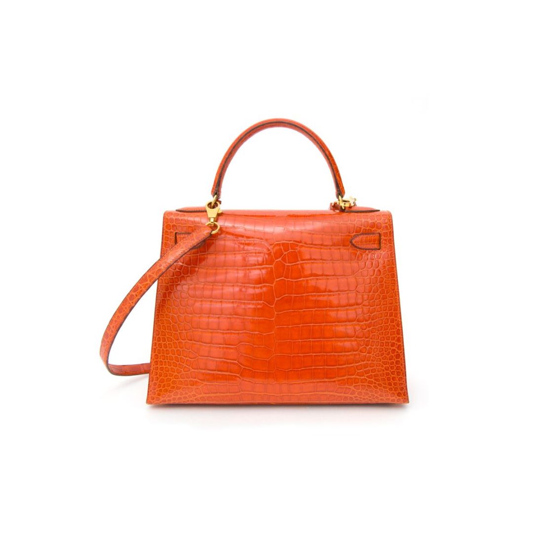 Katherine Orange in Crocodile Leather (22cm)