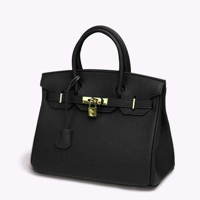 Mia Handbag in Pure Togo Leather with Gold Hardware (30cm)